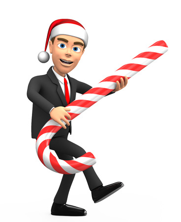 3D businessman plays rock on candyの写真素材