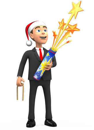 3D businessman with a petardの写真素材