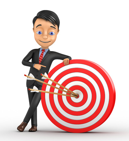 successful businessman with a target on a white backgroundの写真素材
