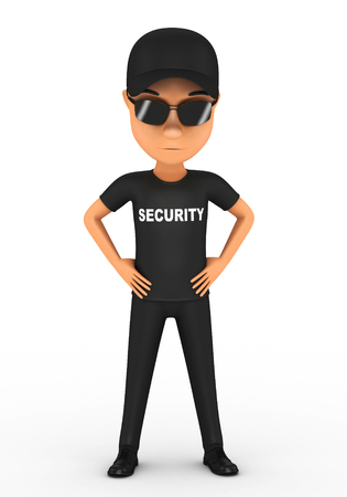 3d man guard on a white backgroundの写真素材