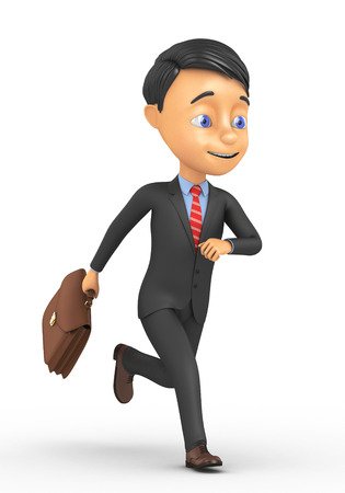 3d running businessman on a white backgroundの写真素材