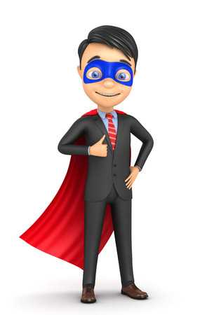 3d super businessman on a white backgroundの写真素材