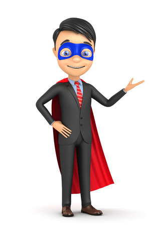3d super businessman on a white backgroundの写真素材