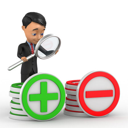 businessman analyzes the pros and consの写真素材