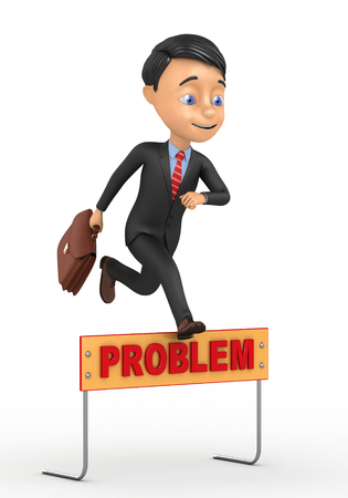 3d businessman overcomes problemsの写真素材