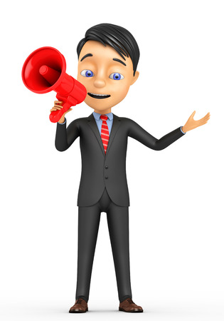 3d businessman with a megaphoneの写真素材