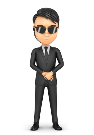 3d man guard on a white backgroundの写真素材