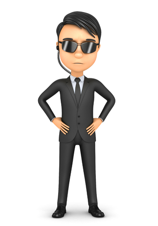 3d man guard on a white backgroundの写真素材