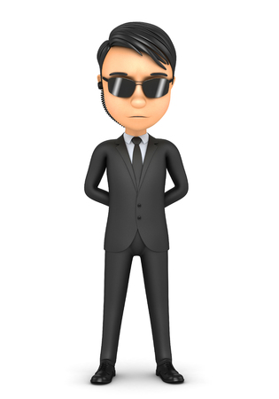 3d man guard on a white backgroundの写真素材