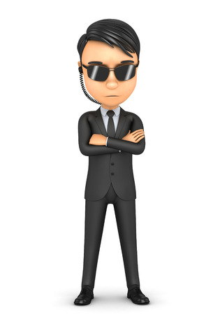 3d man guard on a white backgroundの写真素材
