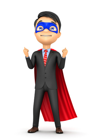 3d super businessman on a white background rady successの写真素材