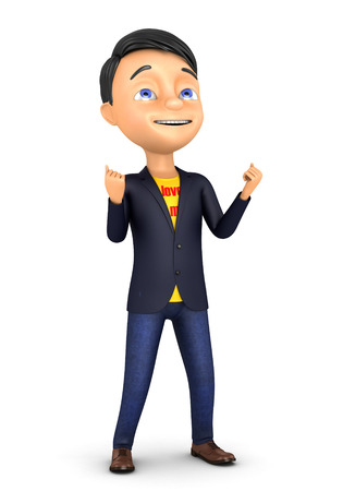 3d man on a white background has reached its goalの写真素材