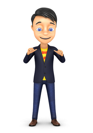 3d render businessman showing thumbs up isolated on white backgroundの写真素材