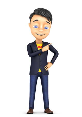 3d happy businessman on white backgroundの写真素材