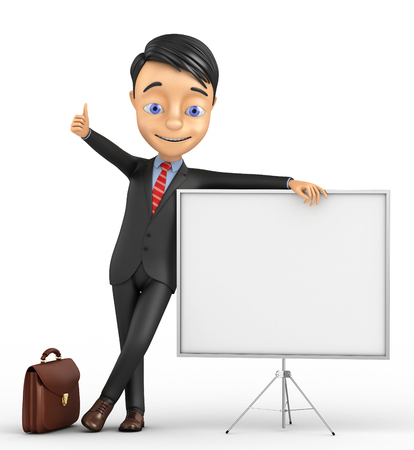 3d businessman leaning on the bench on a white backgroundの写真素材