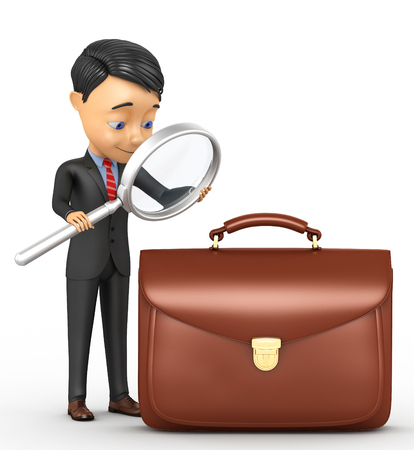 3d businessman analyzes portfolioの写真素材