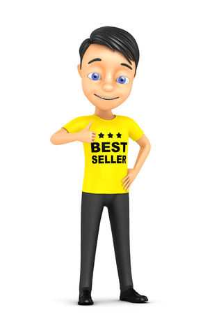 3d cheerful businessman on a white backgroundの写真素材