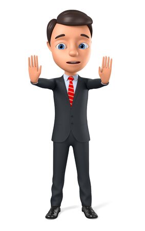 Businessman warns of danger. Stop. 3d render illustration.の写真素材