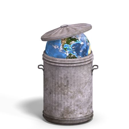 planet earth in a bin with Clippingの写真素材