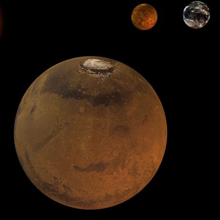 image of the solar system. focus on Mars With Clipping