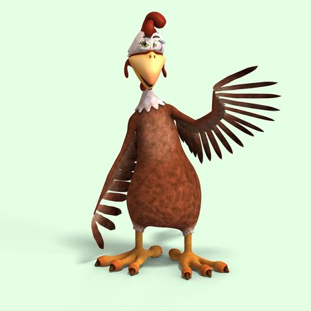 sweet toon chicken with cute face over whiteの写真素材