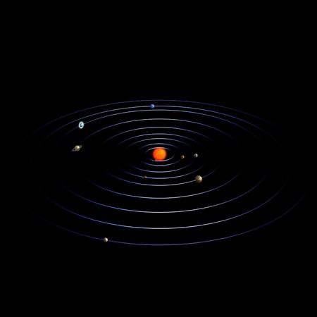 schematical image of the solar system. With Clippingの写真素材