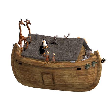 Noah's Ark with a handful of animals. With Clippingの写真素材