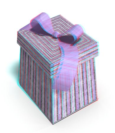 This is an anaglyph image / stereo rendering of a gift box. The 3d effect however is only visible...