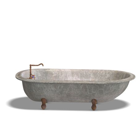 3d rendering of a dirty bathtube with Clipping and shadow over whiteの写真素材