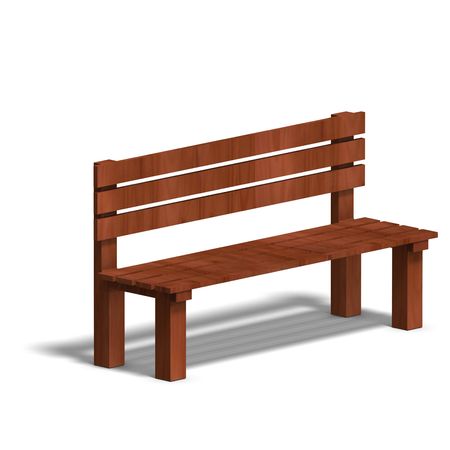 wooden park bench. 3D render with clipping and shadow over whiteの写真素材
