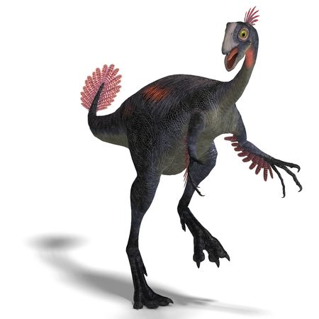 dangerous dinosaur gigantoraptor. 3D render with clipping and shadow over whiteの写真素材