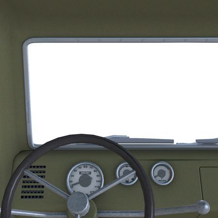 a four wheel open pickup. 3D rendering with clipping and shadow over whiteの写真素材