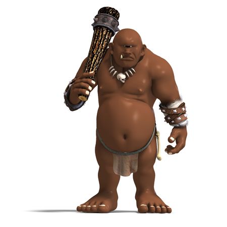 a funny one-eyed barbar. 3D render with clipping and shadow over whiteの写真素材