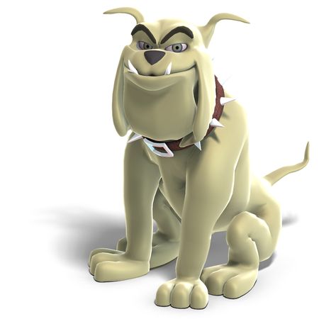 a smart comic dog. 3D render with clipping and shadow over whiteの写真素材