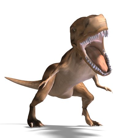 T-Rex. 3D render with clipping and shadow over whiteの写真素材