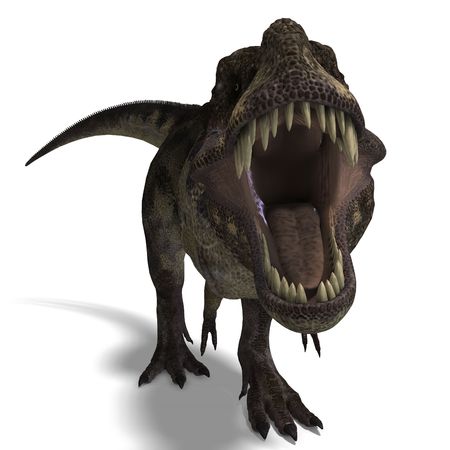 T-Rex. 3D render with clipping and shadow over whiteの写真素材