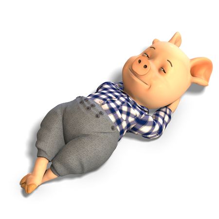 3D rendering of a cute cartoon pigの写真素材