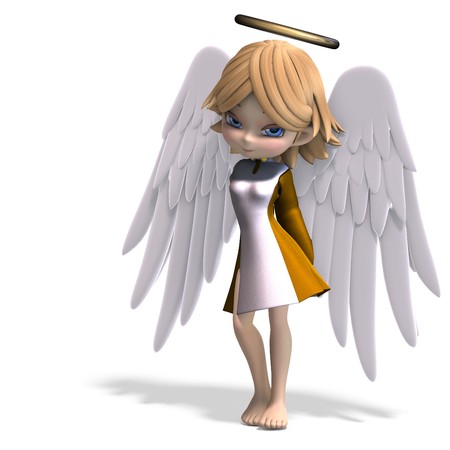 cute cartoon angel with wings and halo.の写真素材