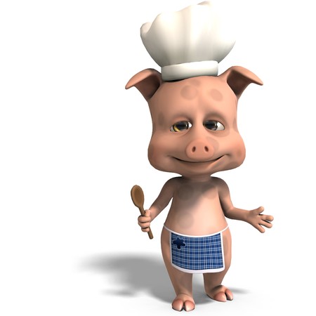 the cook is a cute toon pig.の写真素材
