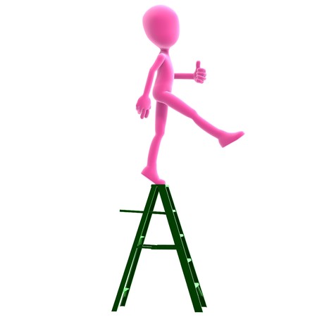 3d male icon toon character does the critical step.の写真素材