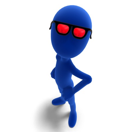 3d male icon toon character looks very cool with his glasses.の写真素材