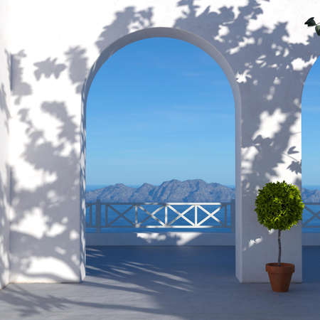3d illustration of a greek island scenery