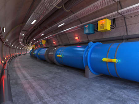 3D-illustration of a particle accelerator and hadron collider