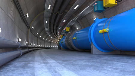 3D-illustration of a particle accelerator and hadron collider