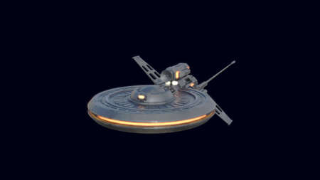3D-illustration of an alien science fiction starship