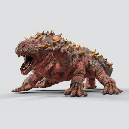 3d-illustration of an isolated fantasy basilisk creatureの写真素材