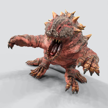3d-illustration of an isolated fantasy basilisk creatureの写真素材