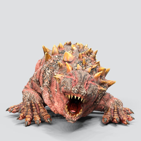 3d-illustration of an isolated fantasy basilisk creatureの写真素材