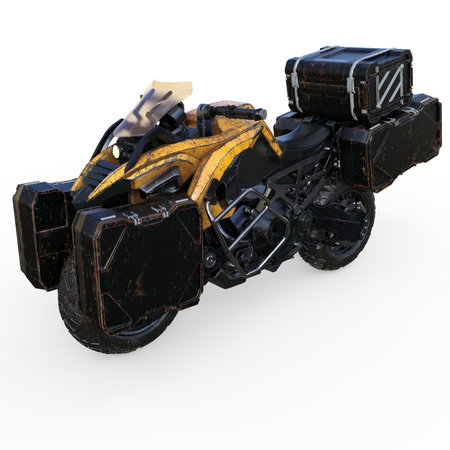 3d-illustration of a futuristic scifi cyberpunk bikeの写真素材