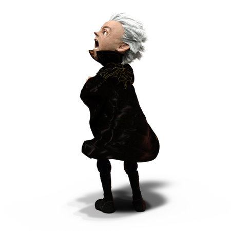 3D-illustration of a cute and funny cartoon earl vampire with a very angular faceの写真素材